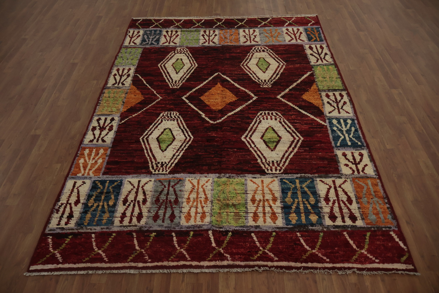 Red Geometric Moroccan Oriental Area Rug 7x10