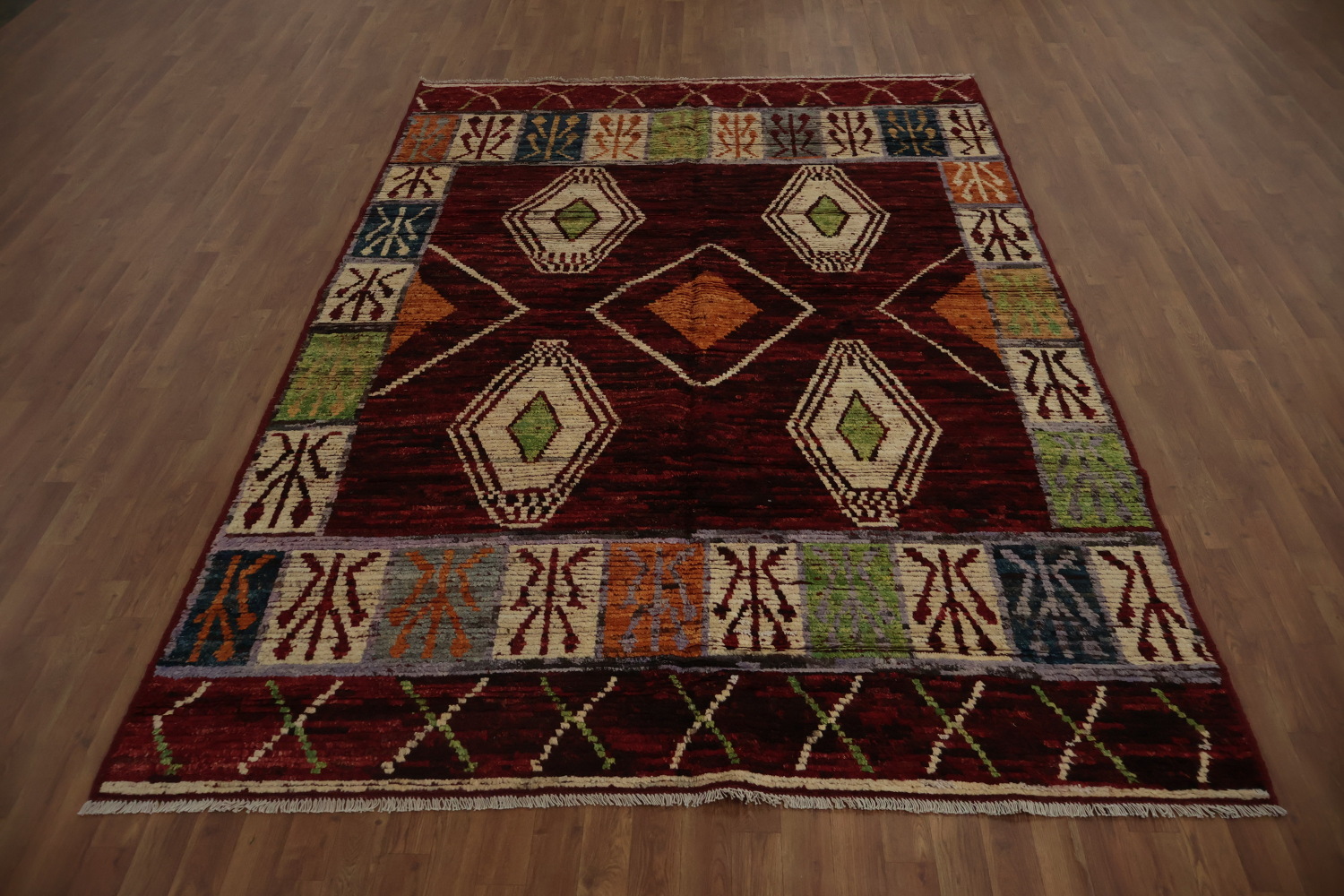 Red Geometric Moroccan Oriental Area Rug 7x10