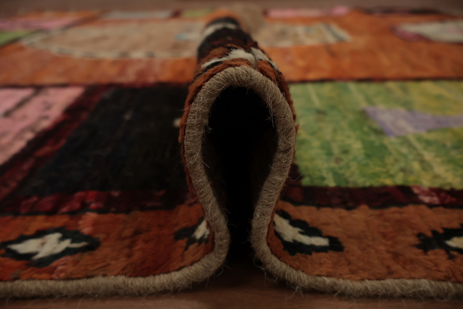 Artistic Moroccan Area Rug 7x10 with Eye-Catching Multicolored Borders