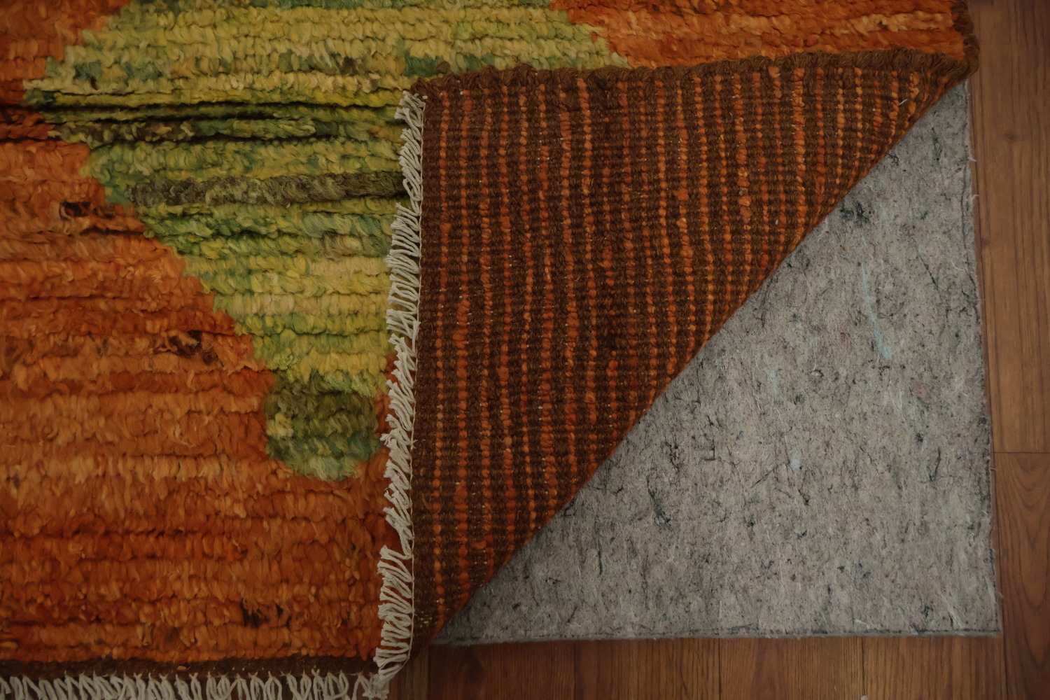 Orange Wool Handmade Moroccan Oriental Area Rug 7x10