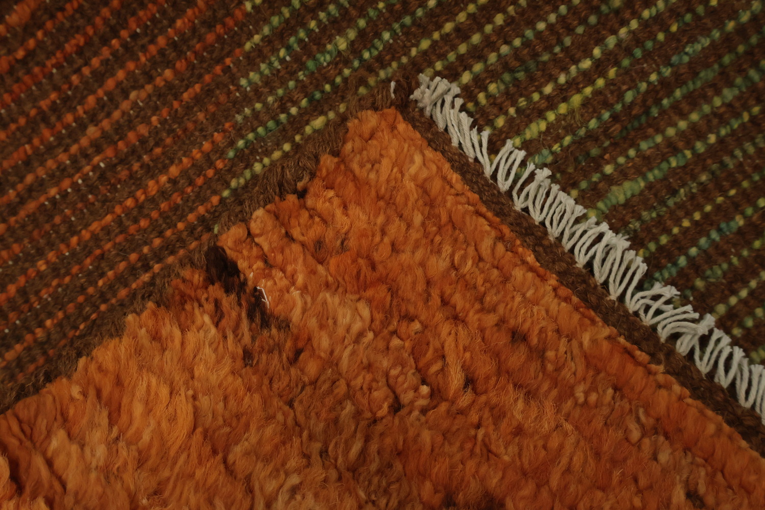Orange Wool Handmade Moroccan Oriental Area Rug 7x10