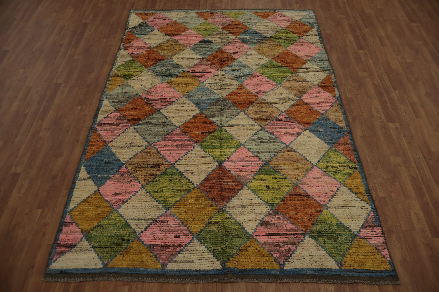 Vibrant Moroccan Area Rug 7x10 with Multicolored Geometric Patterns