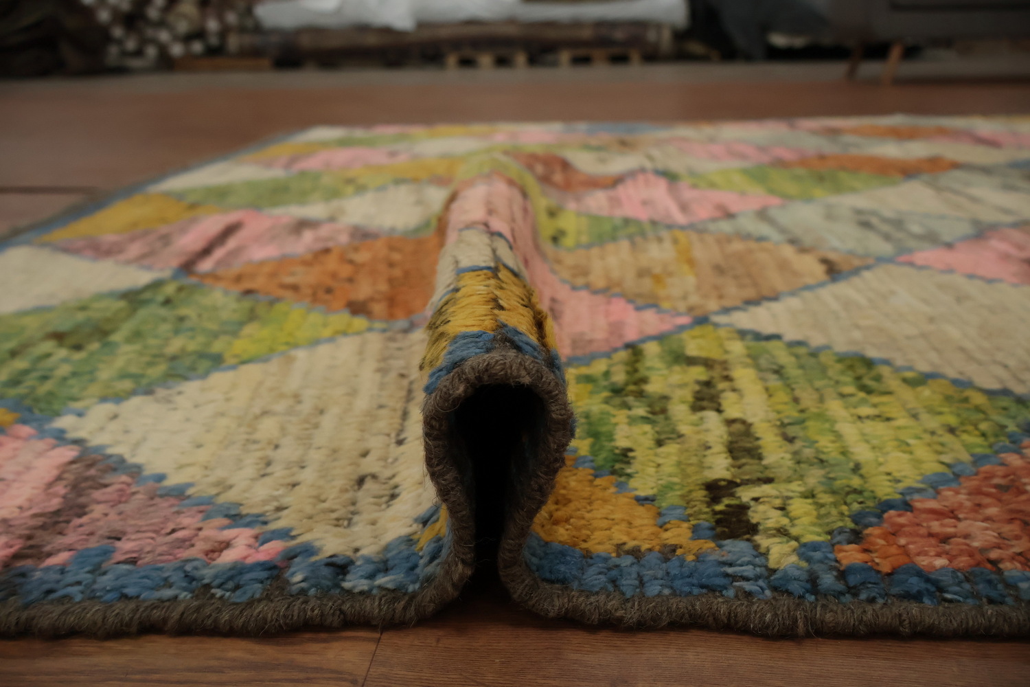 Vibrant Moroccan Area Rug 7x10 with Multicolored Geometric Patterns