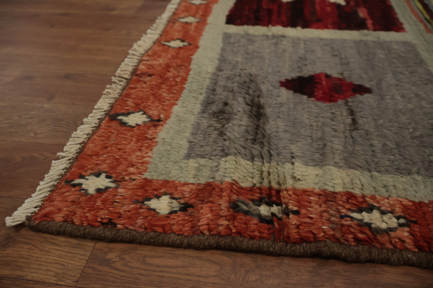 Moroccan Area Rug 7x10 with Colorful Geometric Border Patterns