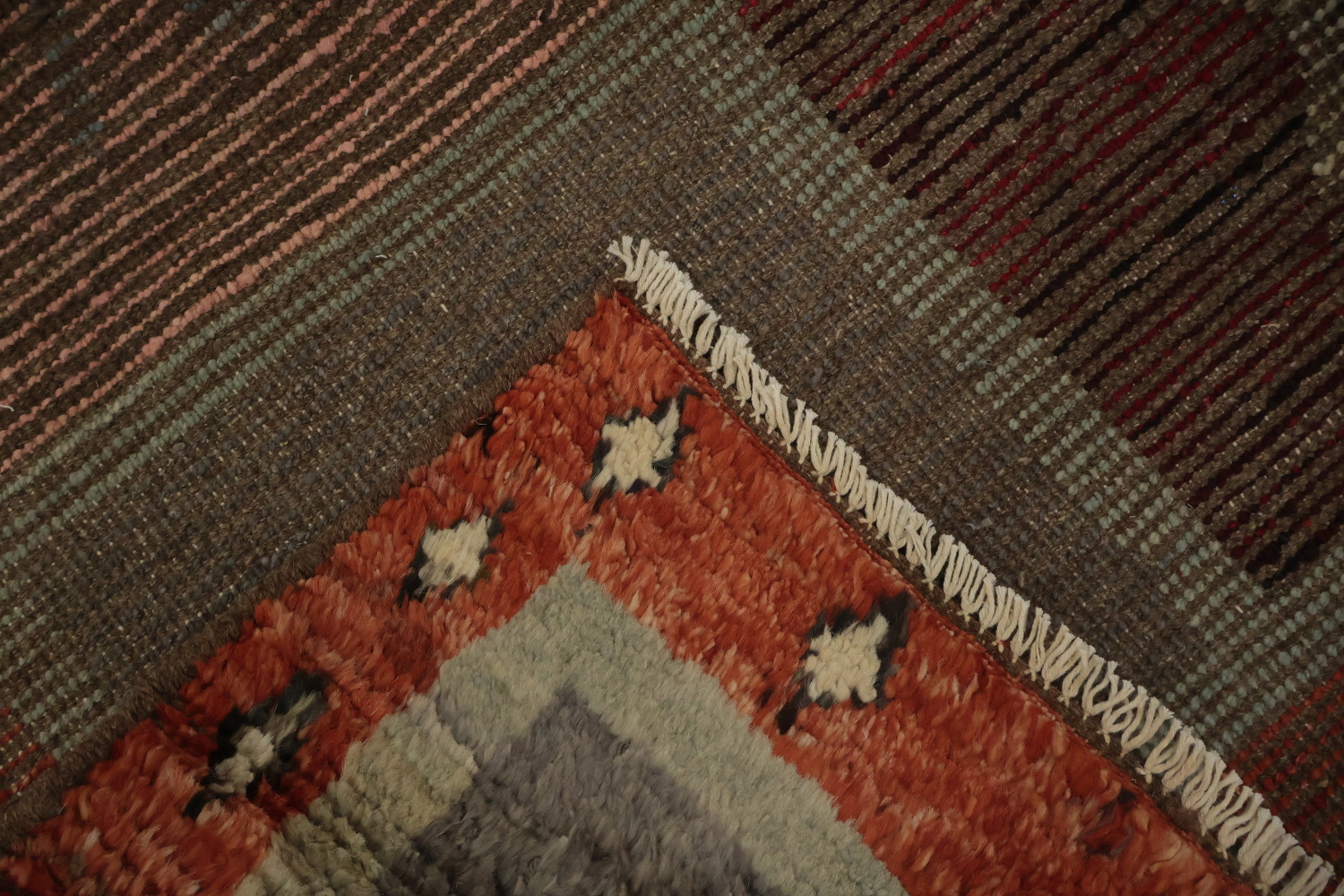 Moroccan Area Rug 7x10 with Colorful Geometric Border Patterns