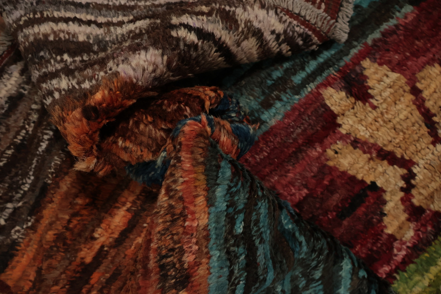 Unique Moroccan Area Rug 7x10 with a Mix of Rich Colors and Patterns