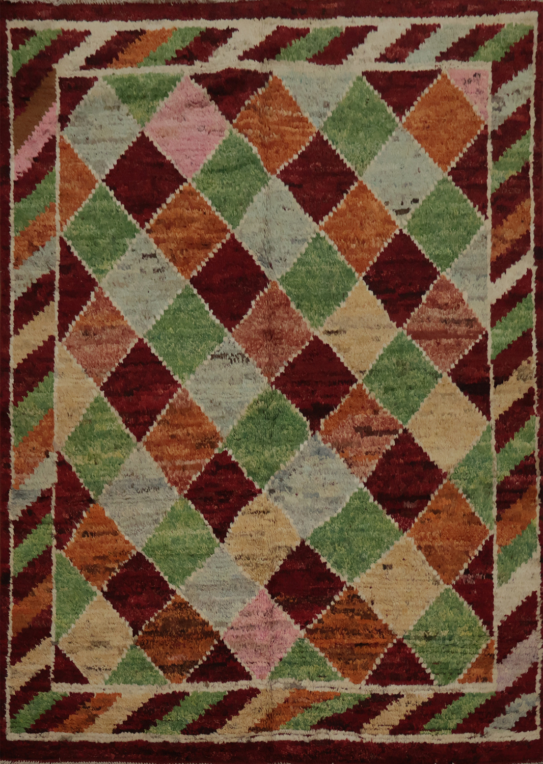 Authentic Diamond Pattern Moroccan Oriental Rug 5x6