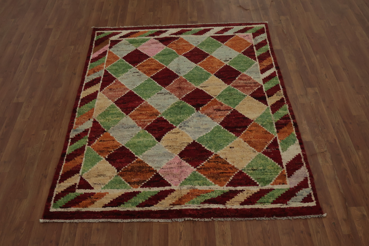 Authentic Diamond Pattern Moroccan Oriental Rug 5x6