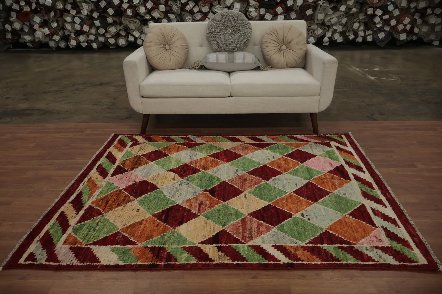 Authentic Diamond Pattern Moroccan Oriental Rug 5x6