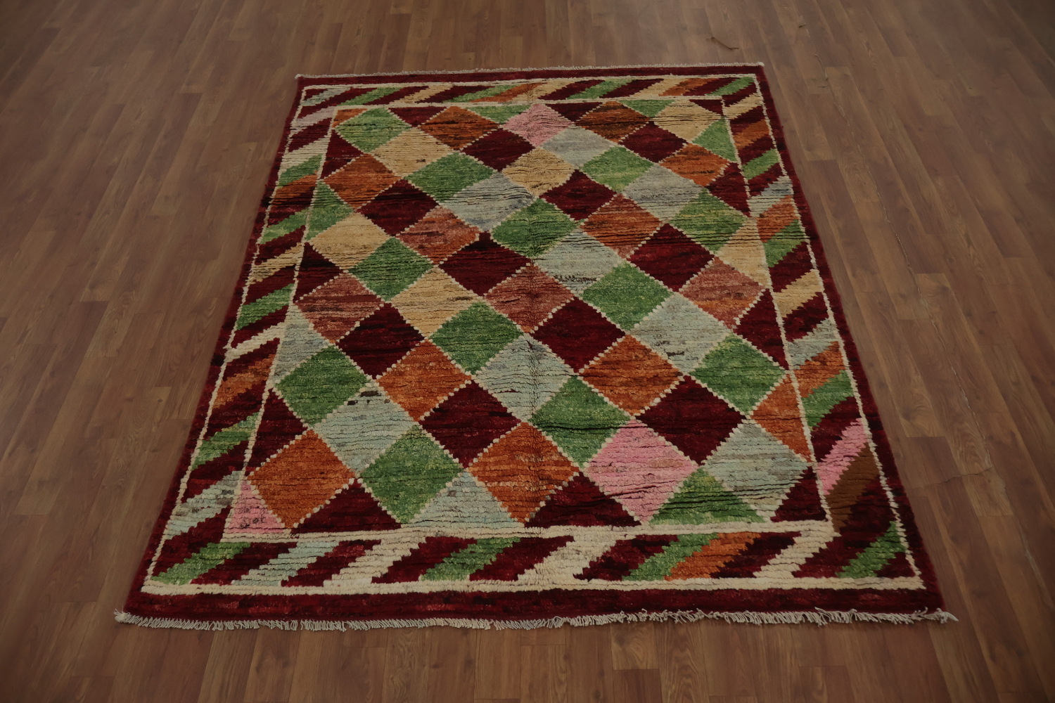 Authentic Diamond Pattern Moroccan Oriental Rug 5x6
