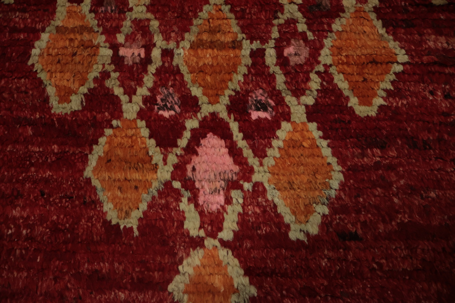 Artisan Moroccan Area Rug 7x10 in Luxe Red with Diamonds Accent
