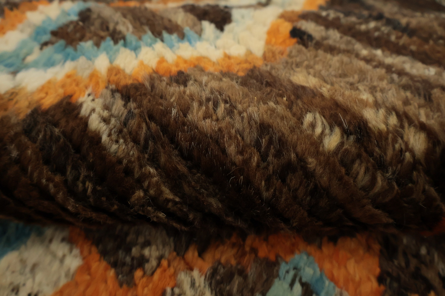Warm and Cozy Moroccan Area Rug 7x9 with Ethnic Diamond Motifs