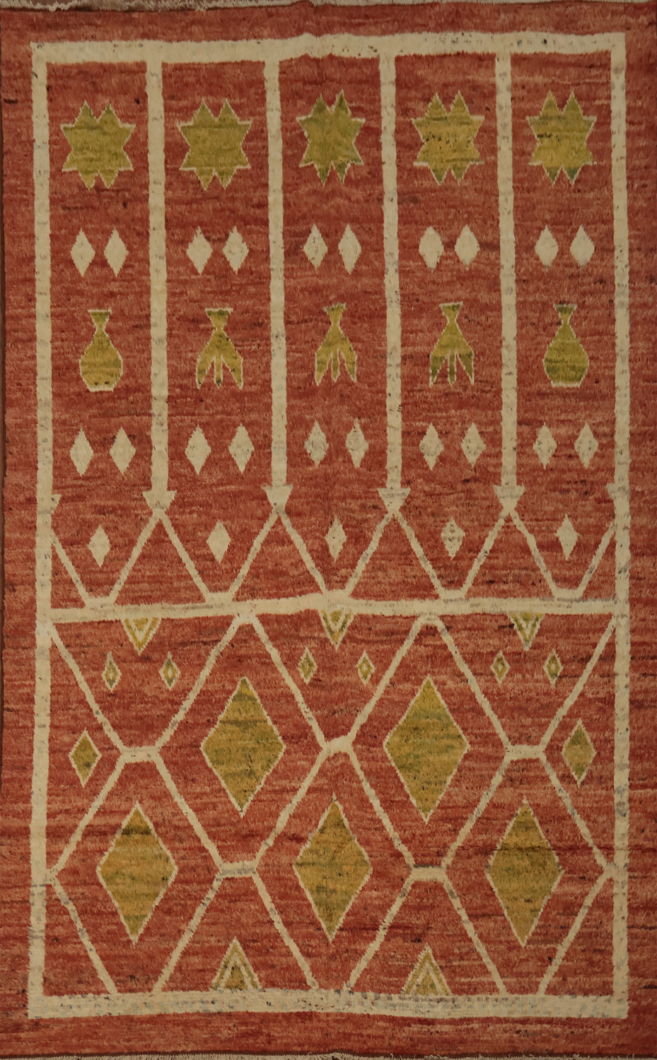 Artisan Moroccan Area Rug 7x10 with Bold Patterns in Earthy Tones