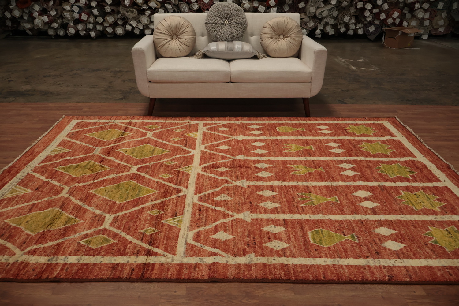 Artisan Moroccan Area Rug 7x10 with Bold Patterns in Earthy Tones