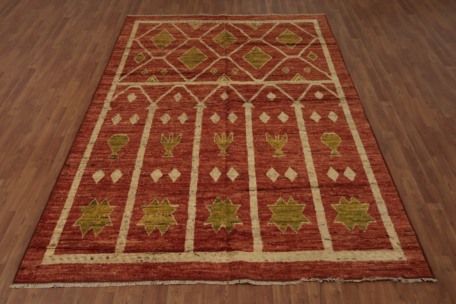 Artisan Moroccan Area Rug 7x10 with Bold Patterns in Earthy Tones