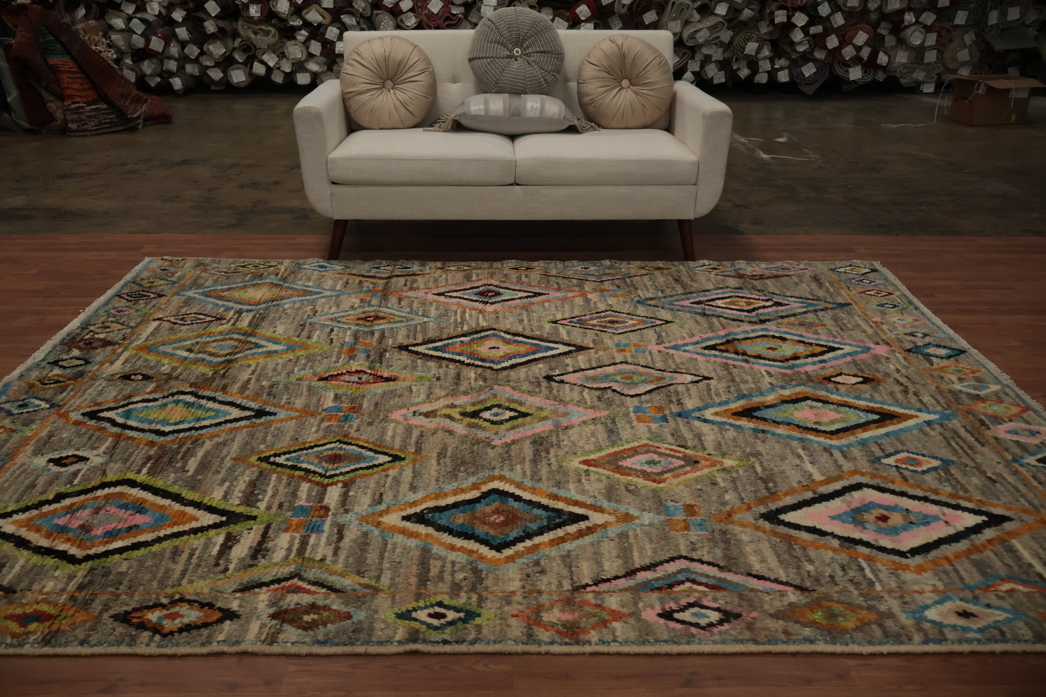 Diamonds Moroccan Area Rug 7x10 with Intricate Colorful Details