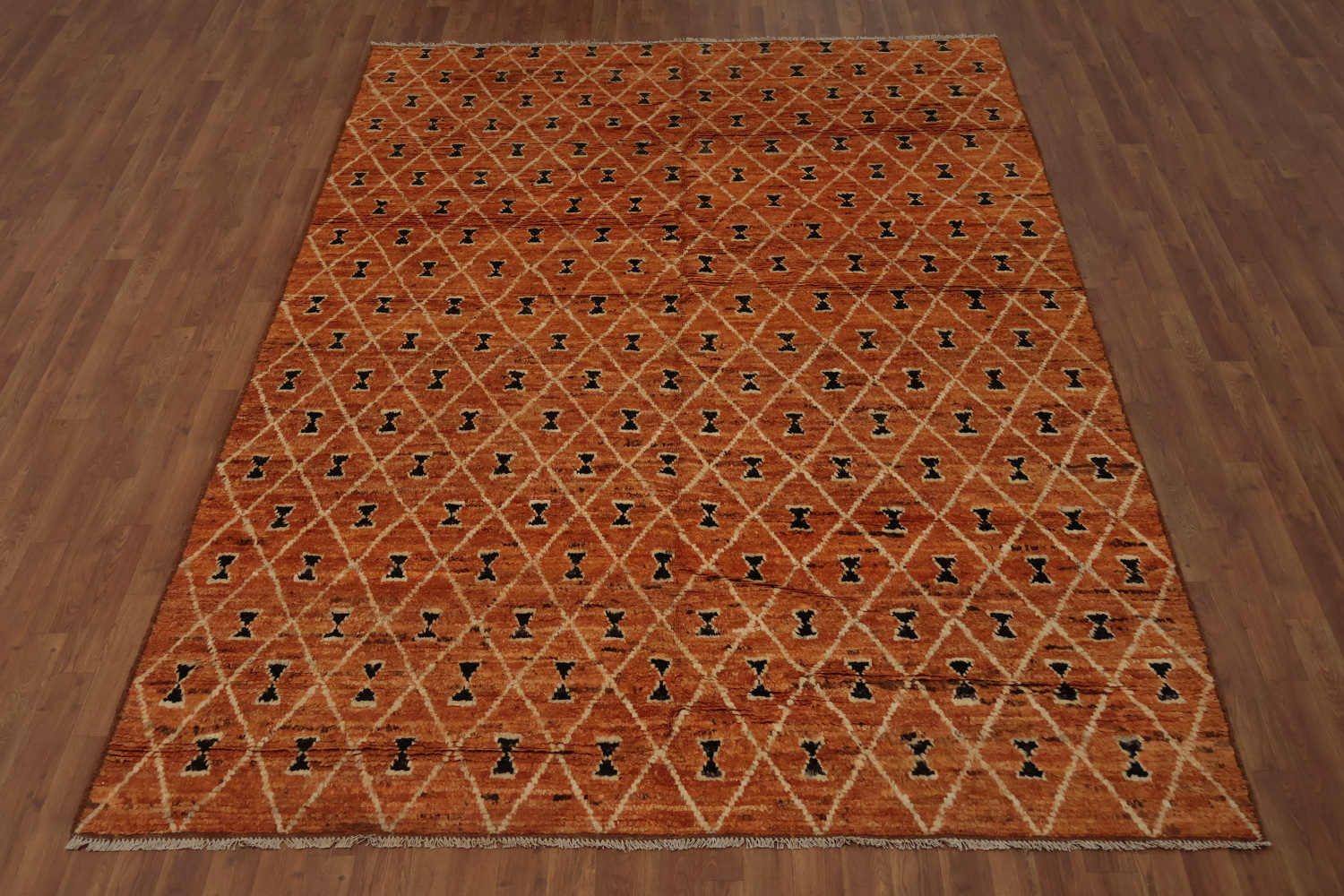 Elegant Orange Moroccan Area Rug 7x10 with Unique Patterns