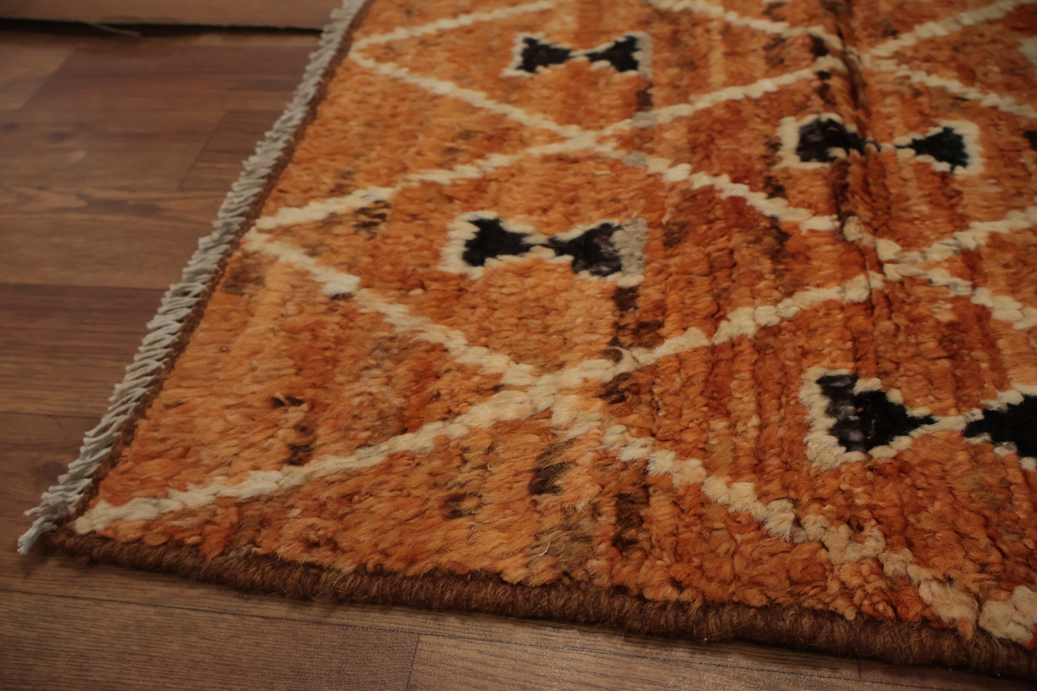 Elegant Orange Moroccan Area Rug 7x10 with Unique Patterns