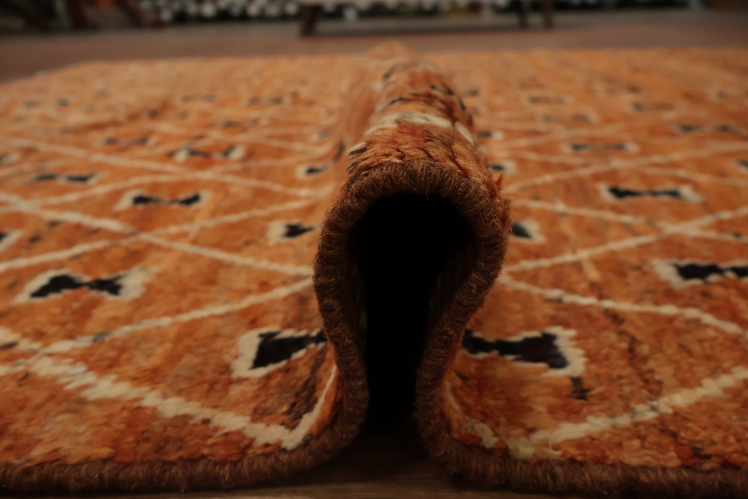 Elegant Orange Moroccan Area Rug 7x10 with Unique Patterns