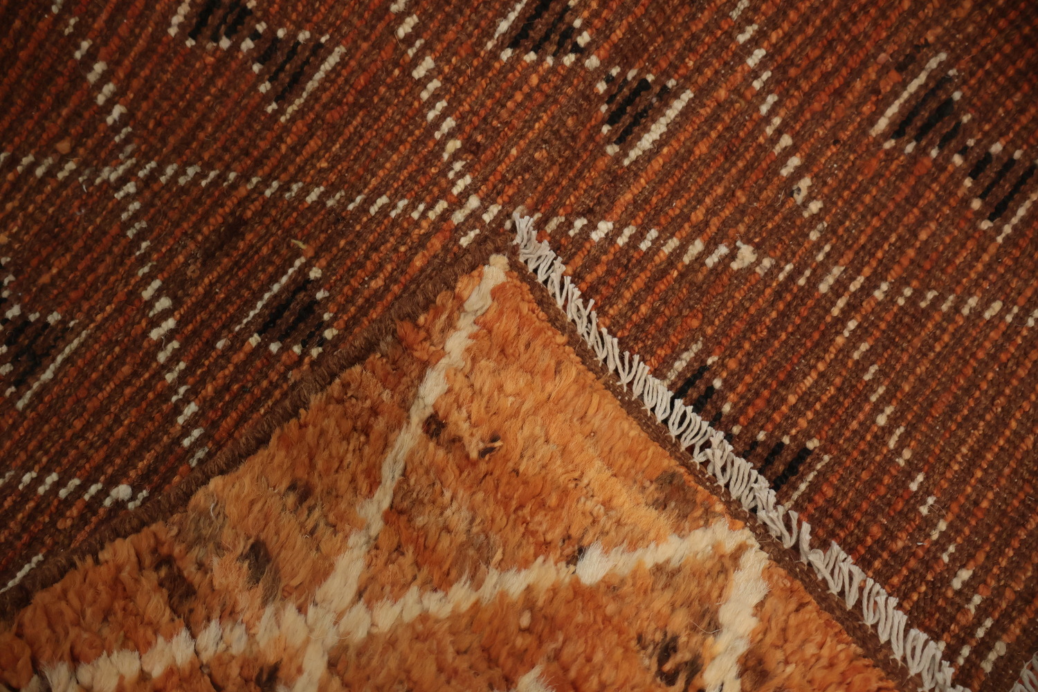 Elegant Orange Moroccan Area Rug 7x10 with Unique Patterns