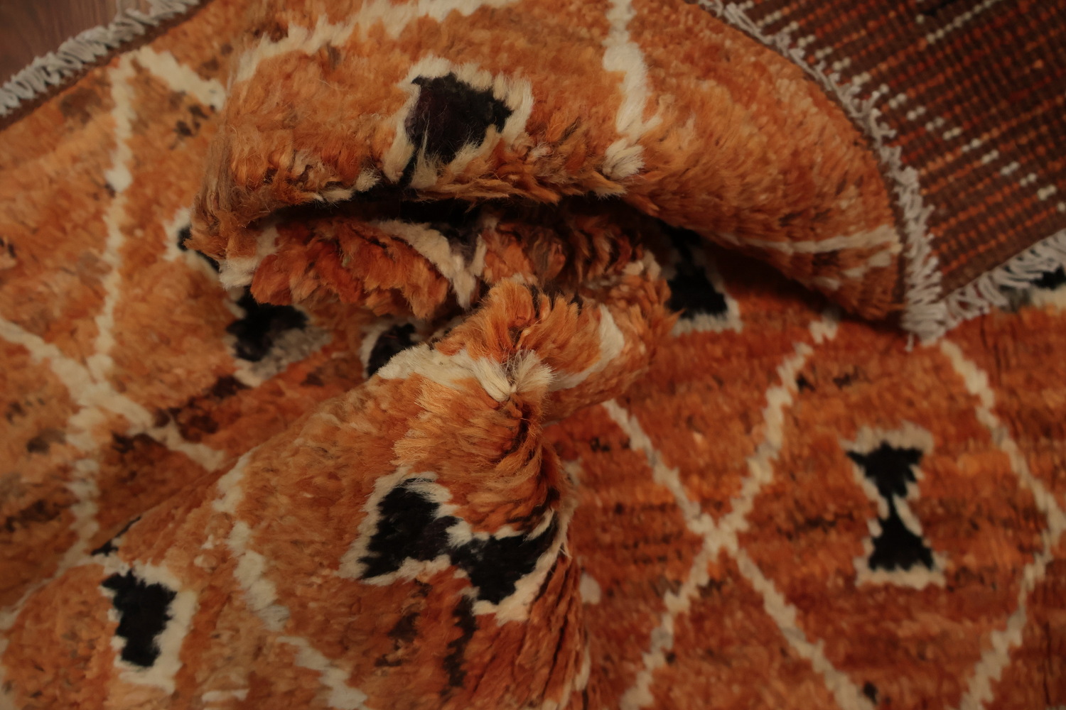 Elegant Orange Moroccan Area Rug 7x10 with Unique Patterns