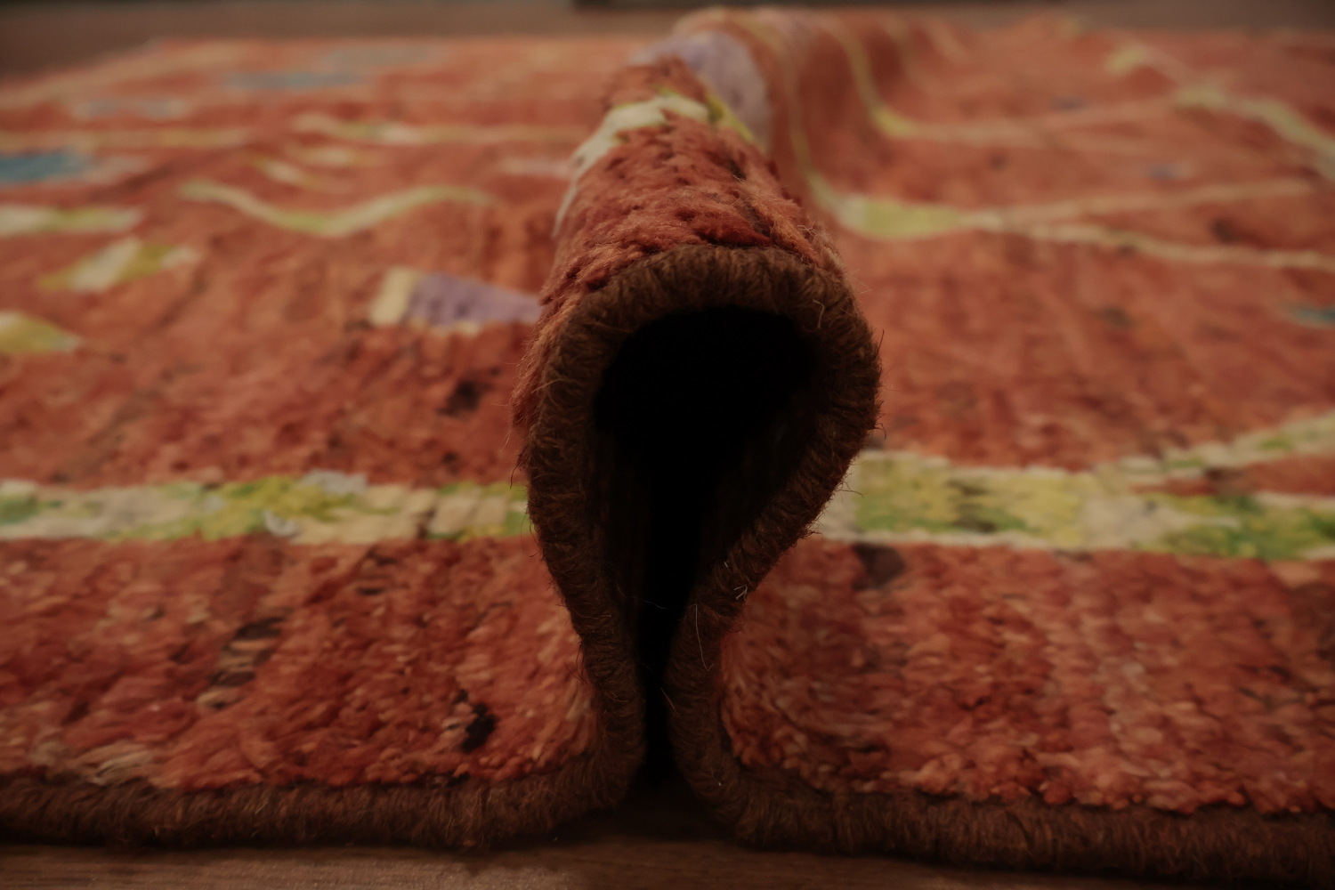 Handcrafted Rusty Wool Bohemian Moroccan Area Rug 7x10