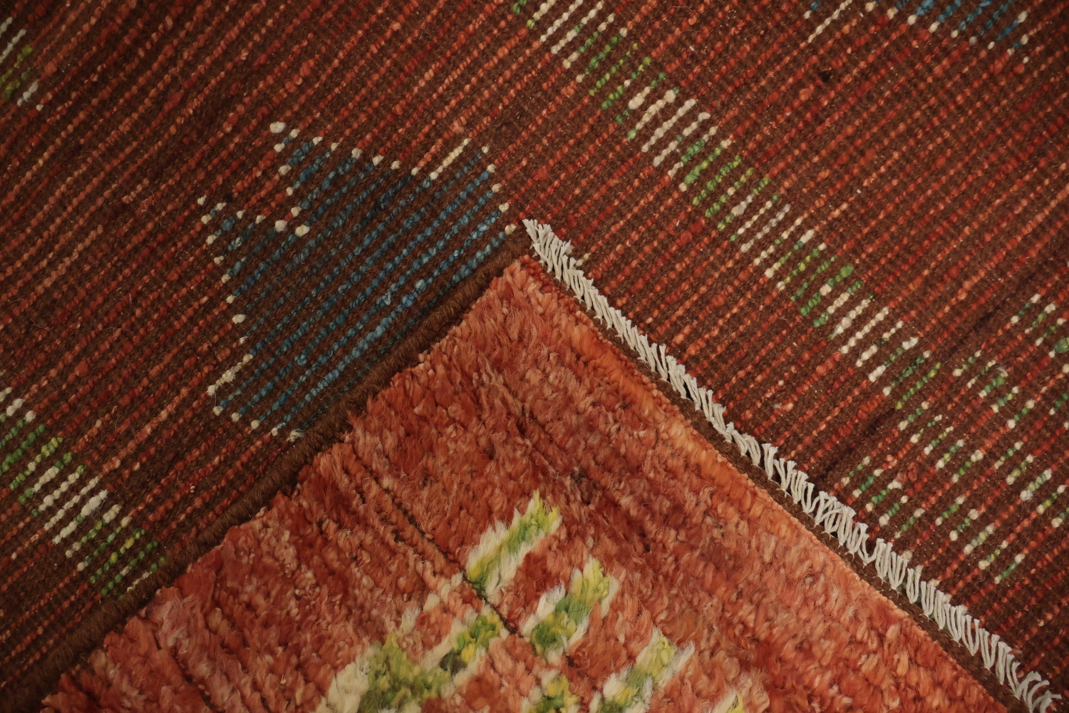 Handcrafted Rusty Wool Bohemian Moroccan Area Rug 7x10