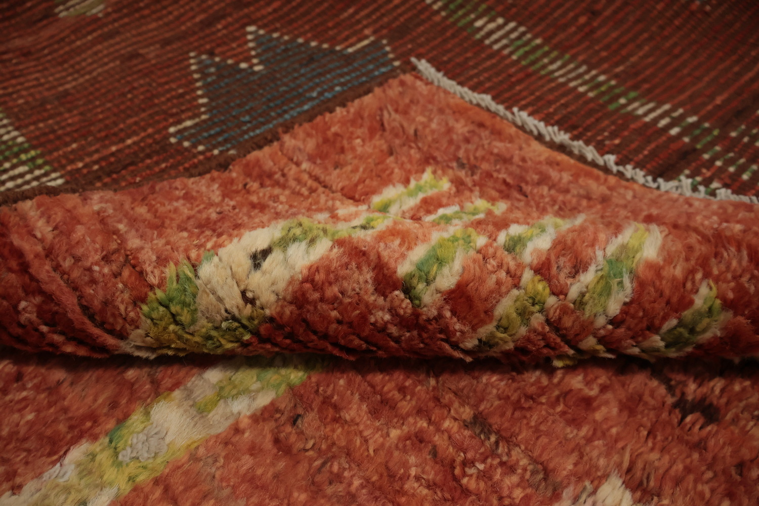 Handcrafted Rusty Wool Bohemian Moroccan Area Rug 7x10