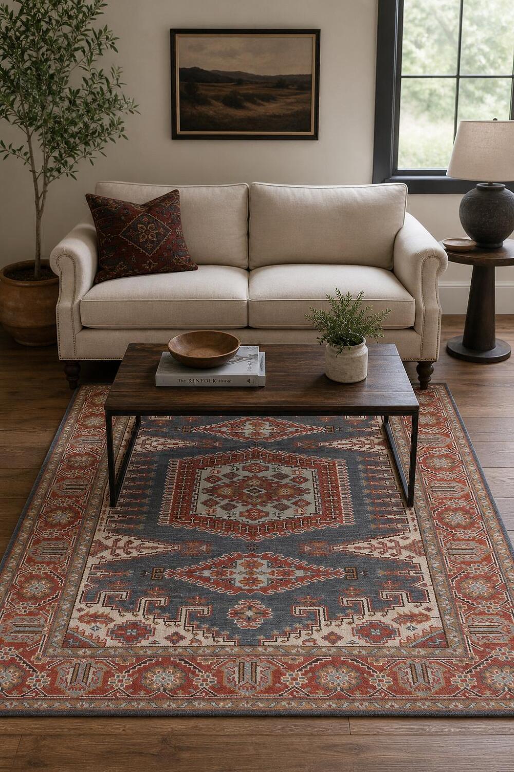Geometric Viss Indian Area Rug 6x9