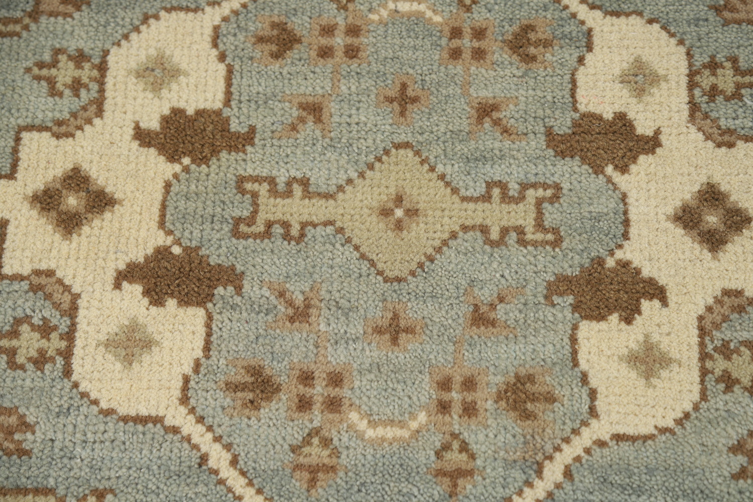 Light Blue Square Wool Oushak Indian Rug 4x4