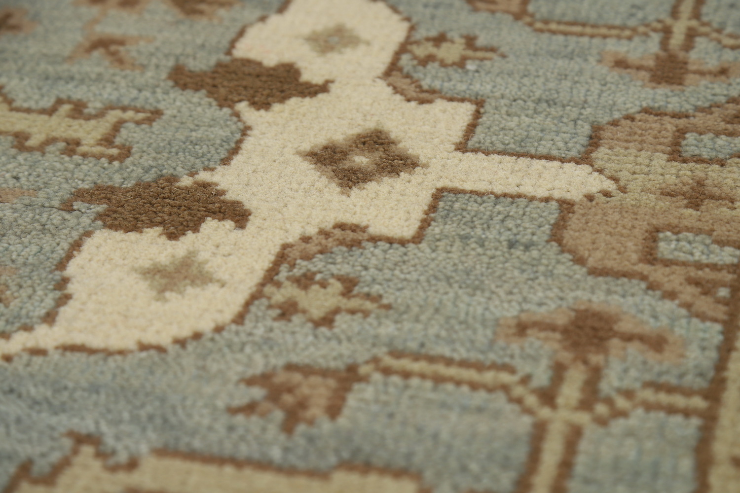Light Blue Square Wool Oushak Indian Rug 4x4