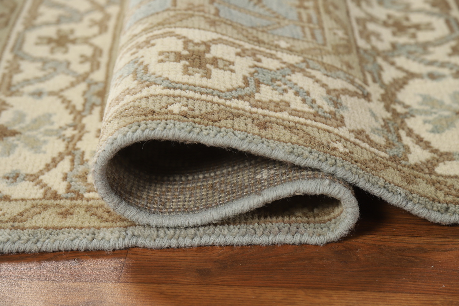 Light Blue Square Wool Oushak Indian Rug 4x4