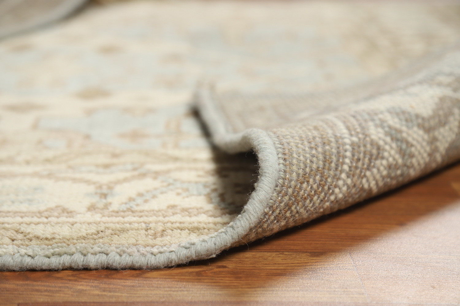 Light Blue Square Wool Oushak Indian Rug 4x4