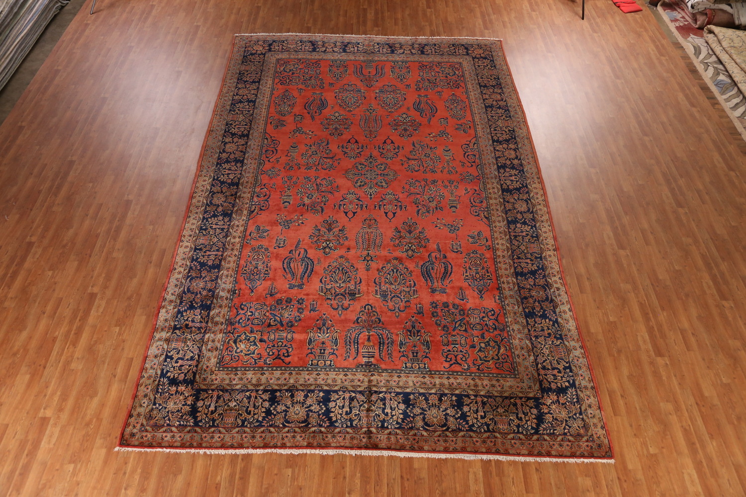 Pre-1900 Vegetable Dye Manchester Wool Kashan Persian Rug 10x16