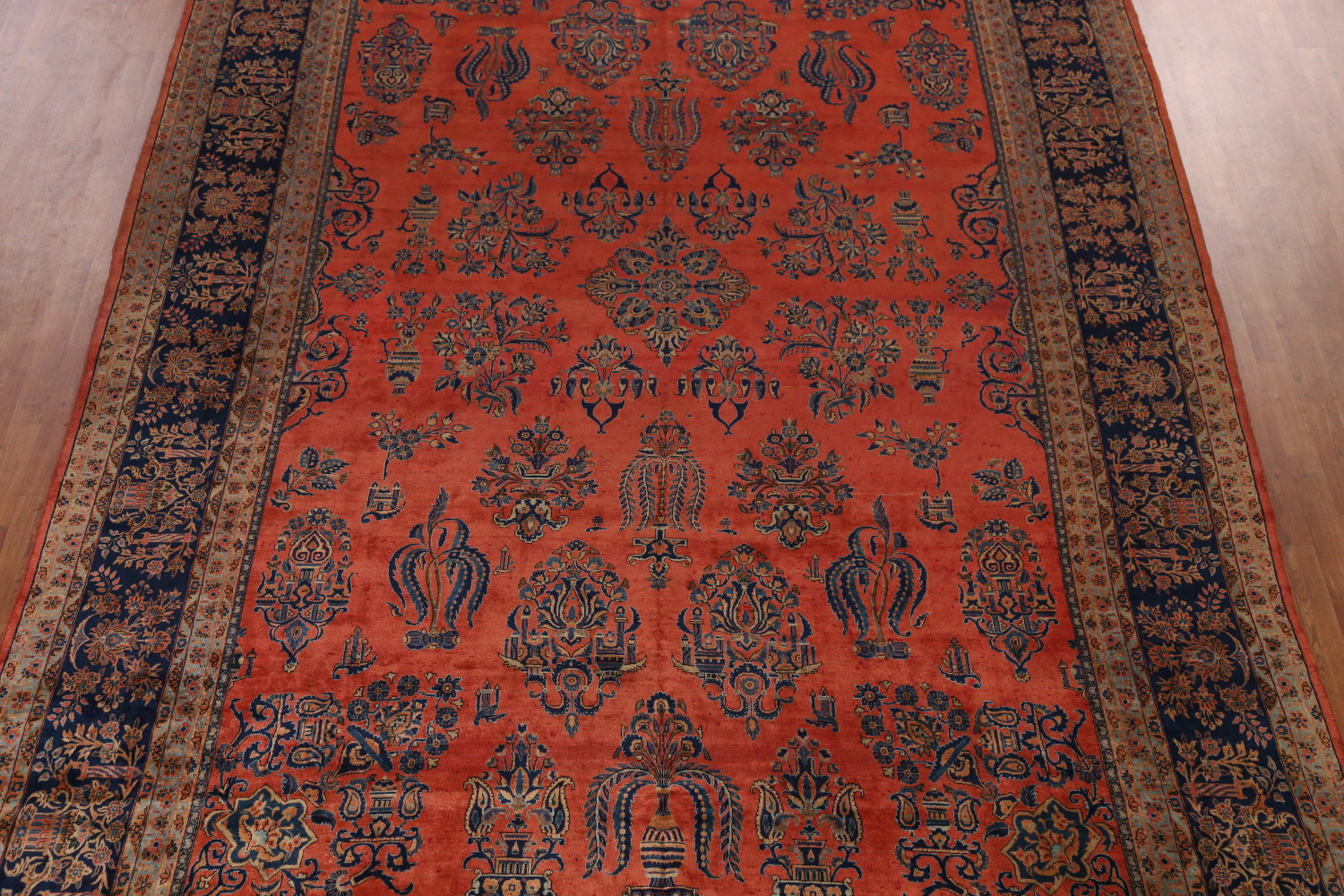 Pre-1900 Vegetable Dye Manchester Wool Kashan Persian Rug 10x16