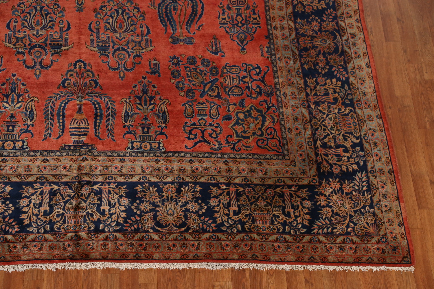 Pre-1900 Vegetable Dye Manchester Wool Kashan Persian Rug 10x16