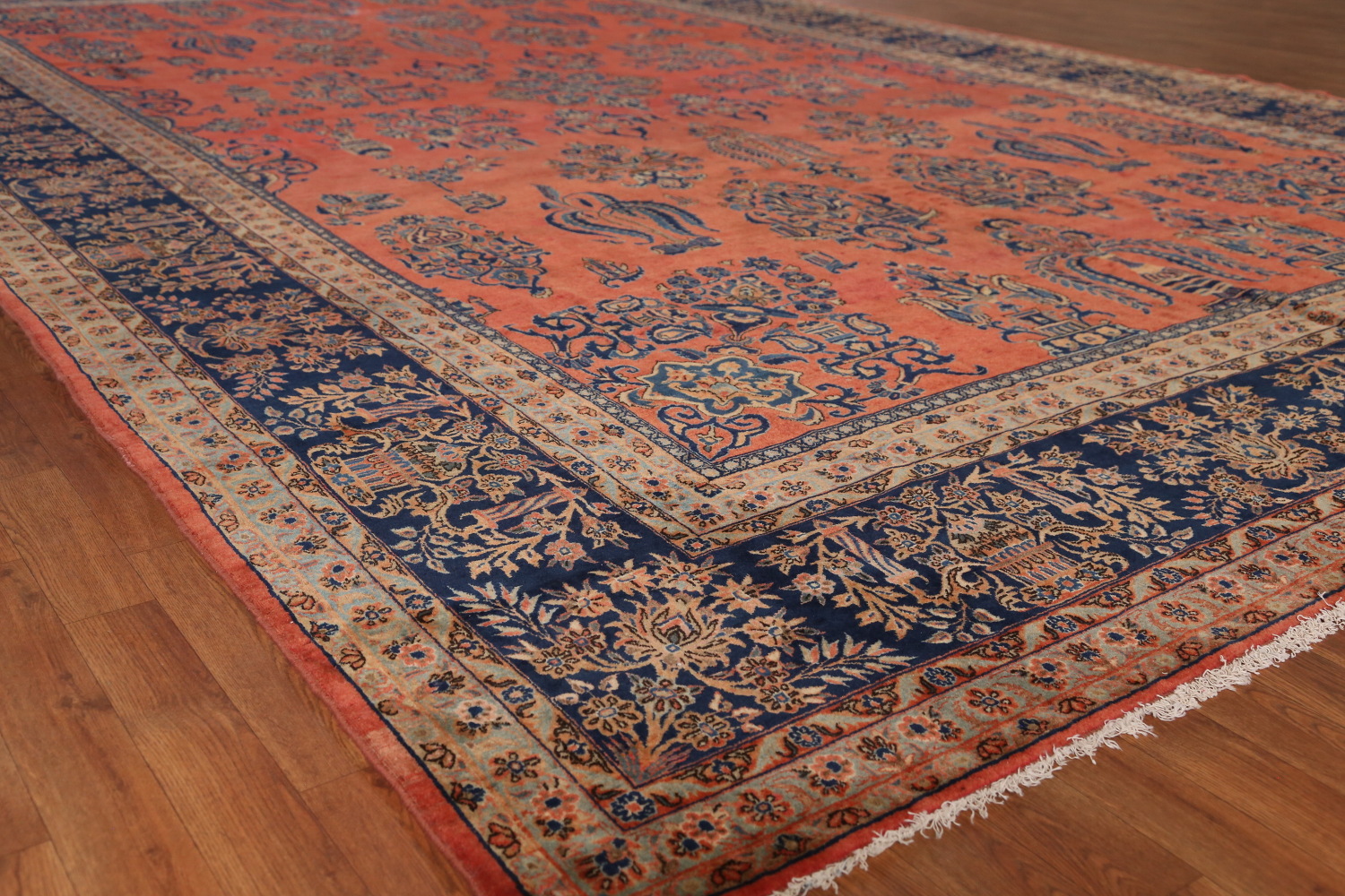 Pre-1900 Vegetable Dye Manchester Wool Kashan Persian Rug 10x16