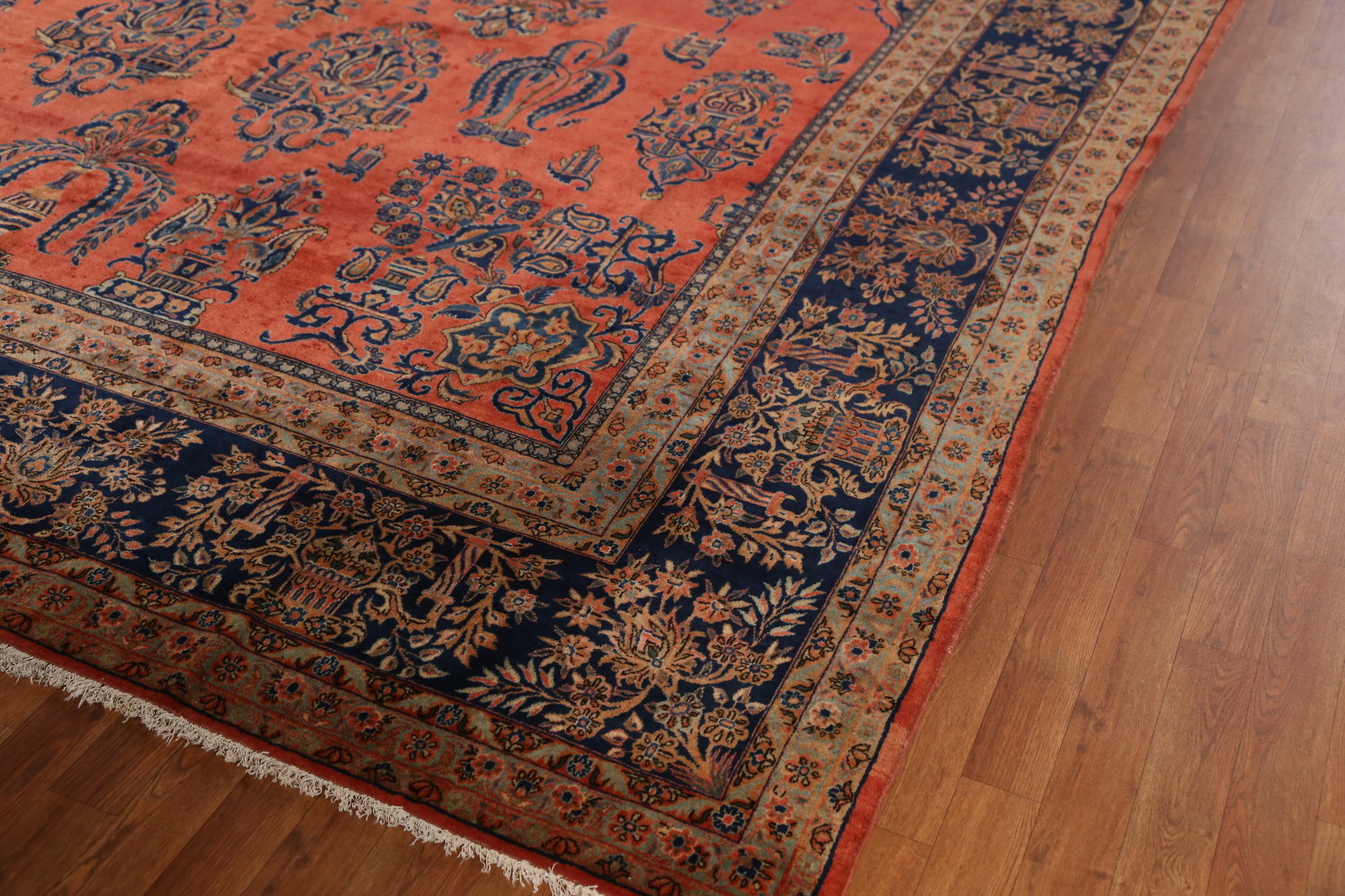 Pre-1900 Vegetable Dye Manchester Wool Kashan Persian Rug 10x16
