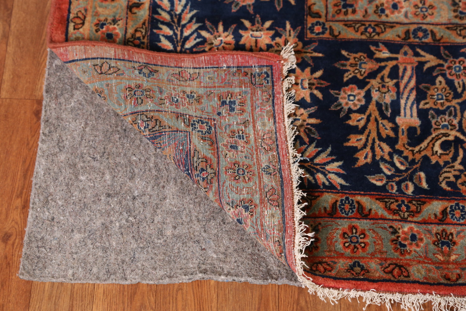 Pre-1900 Vegetable Dye Manchester Wool Kashan Persian Rug 10x16
