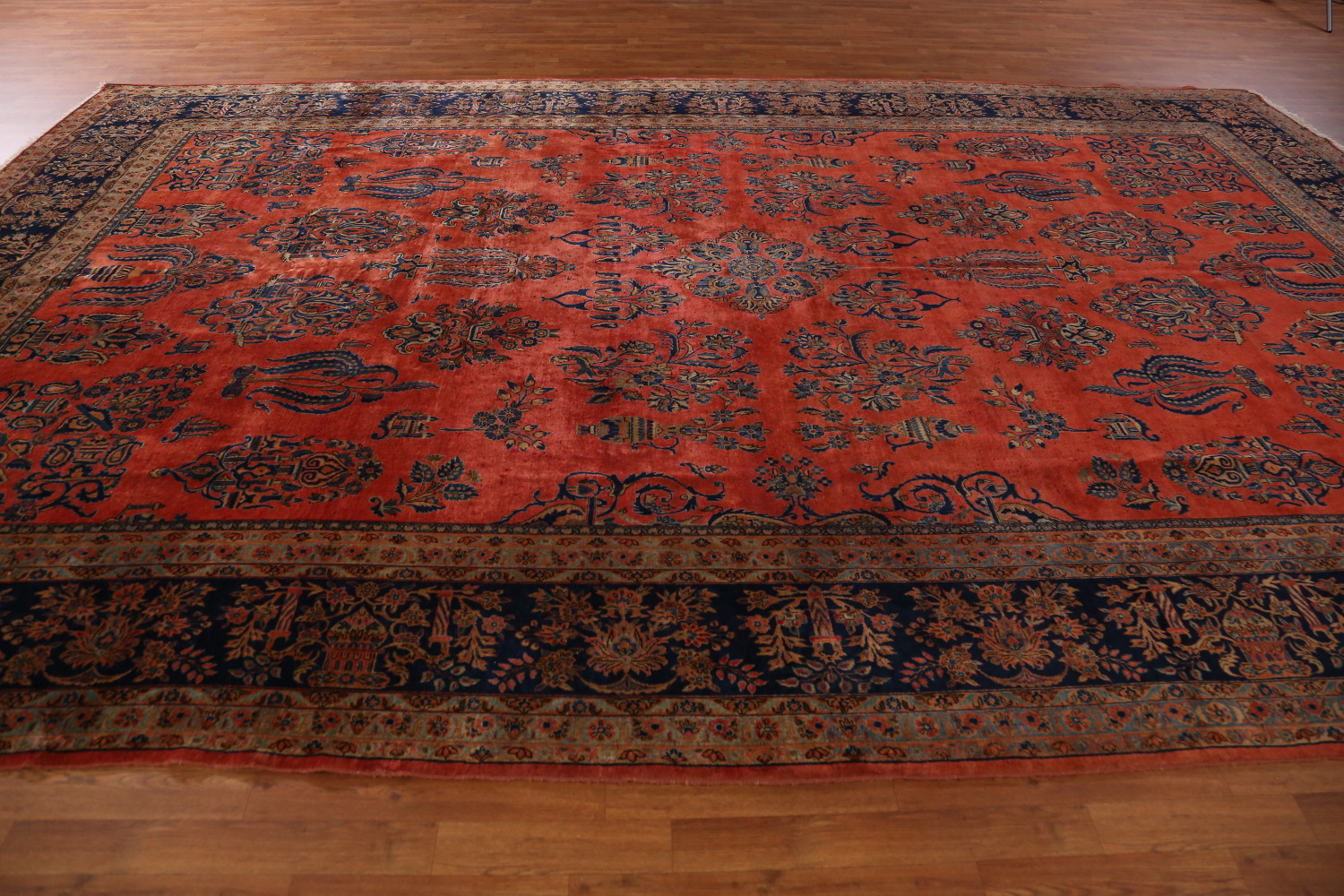 Pre-1900 Vegetable Dye Manchester Wool Kashan Persian Rug 10x16