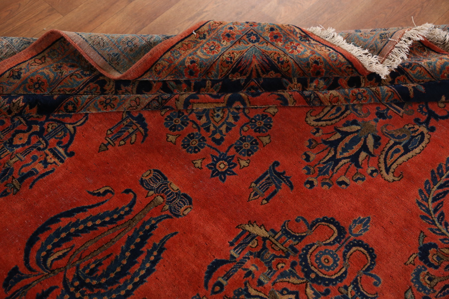 Pre-1900 Vegetable Dye Manchester Wool Kashan Persian Rug 10x16
