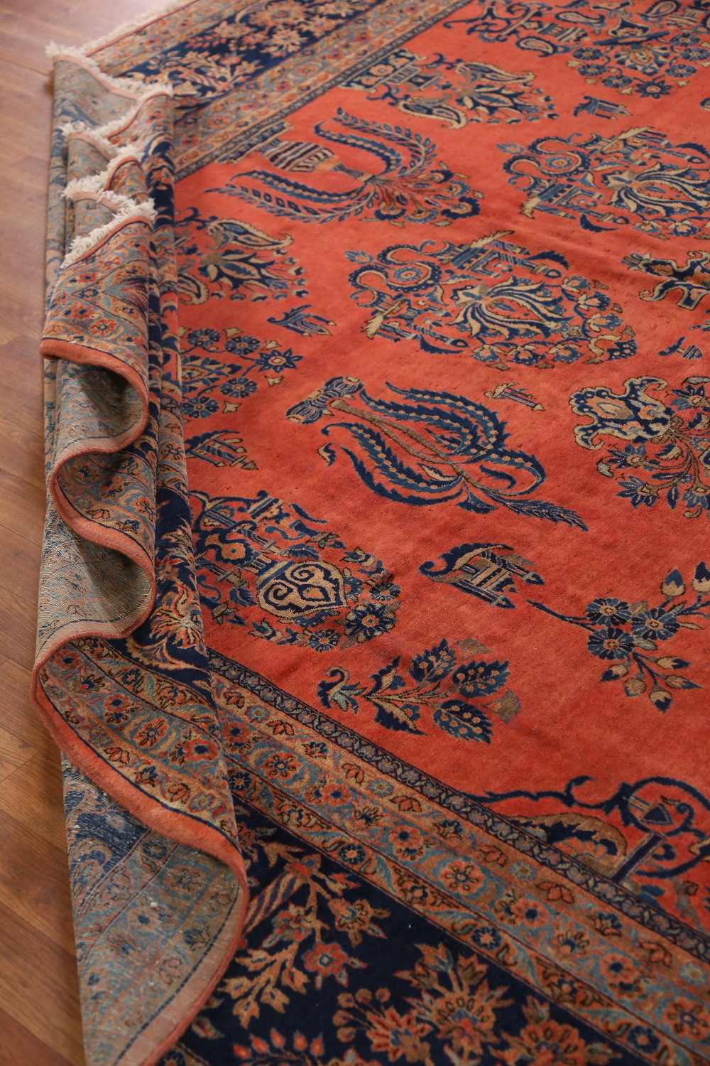 Pre-1900 Vegetable Dye Manchester Wool Kashan Persian Rug 10x16