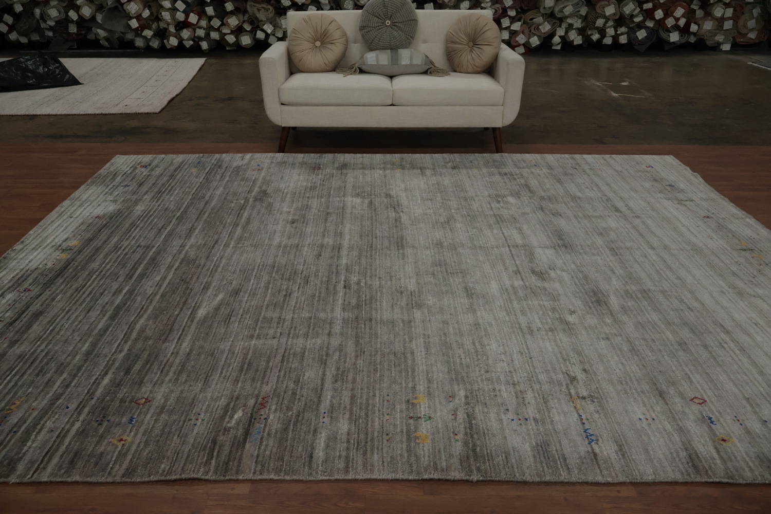 Hand-Knotted Gabbeh Area Rug 9x12 Featuring Subtle Color Details
