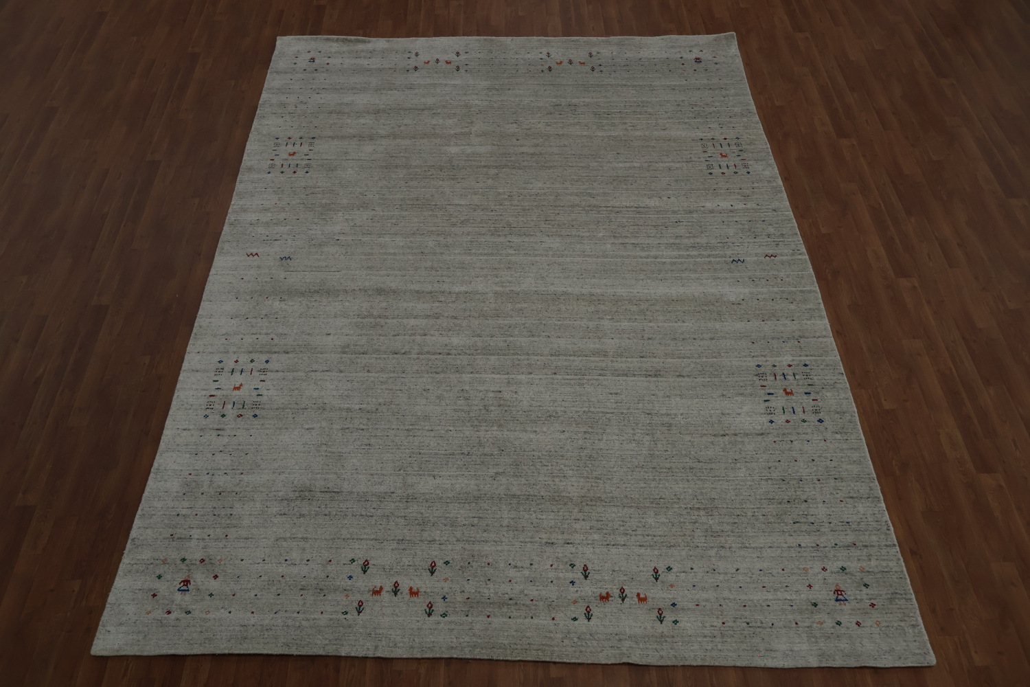Elegance Gabbeh Area Rug 9x12 with Artistic Corner Embellishments