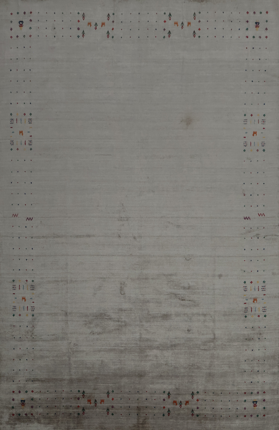 Elegant Gabbeh Area Rug 9x12 with Minimalist Tribal Border Accents