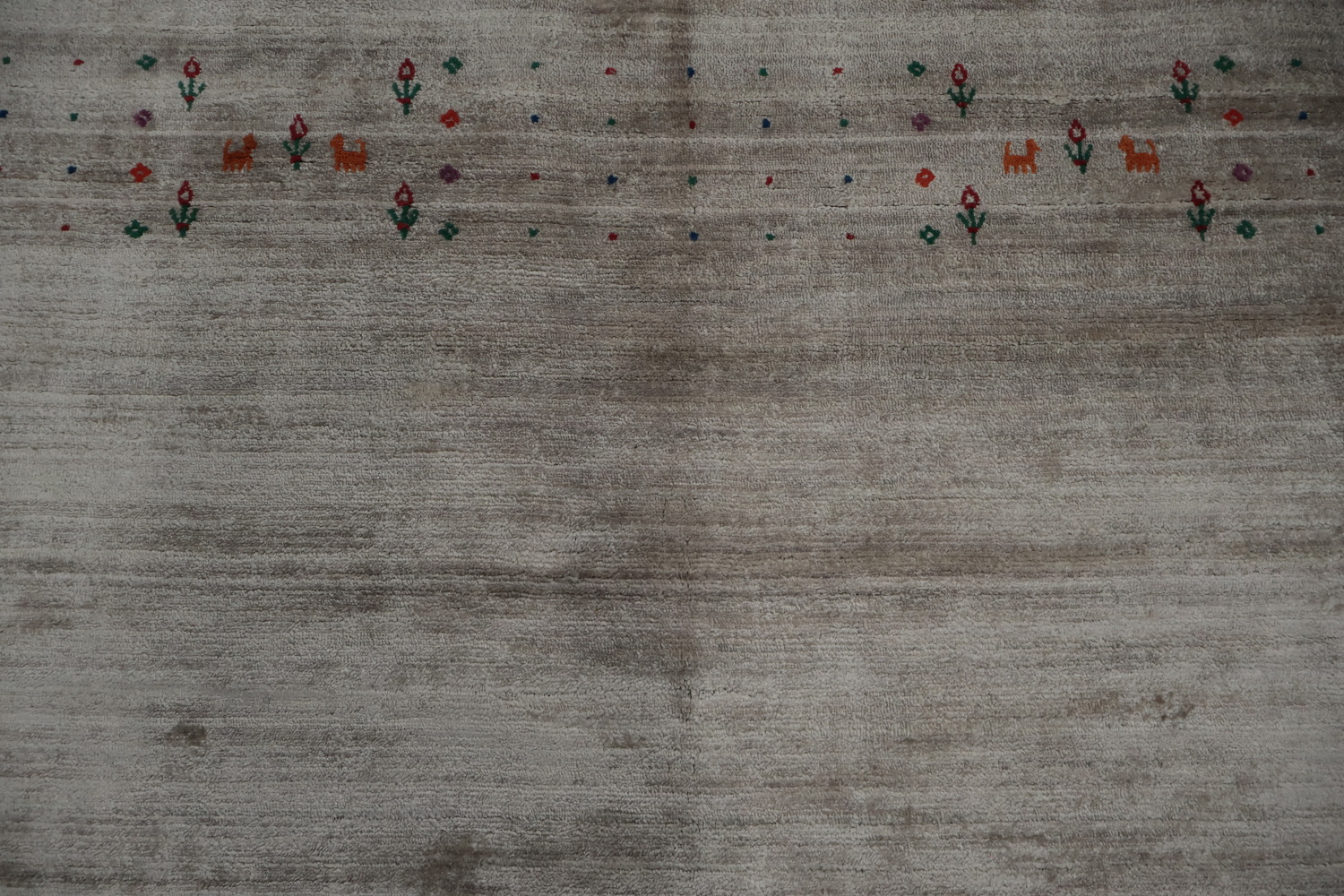 Elegant Gabbeh Area Rug 9x12 with Minimalist Tribal Border Accents