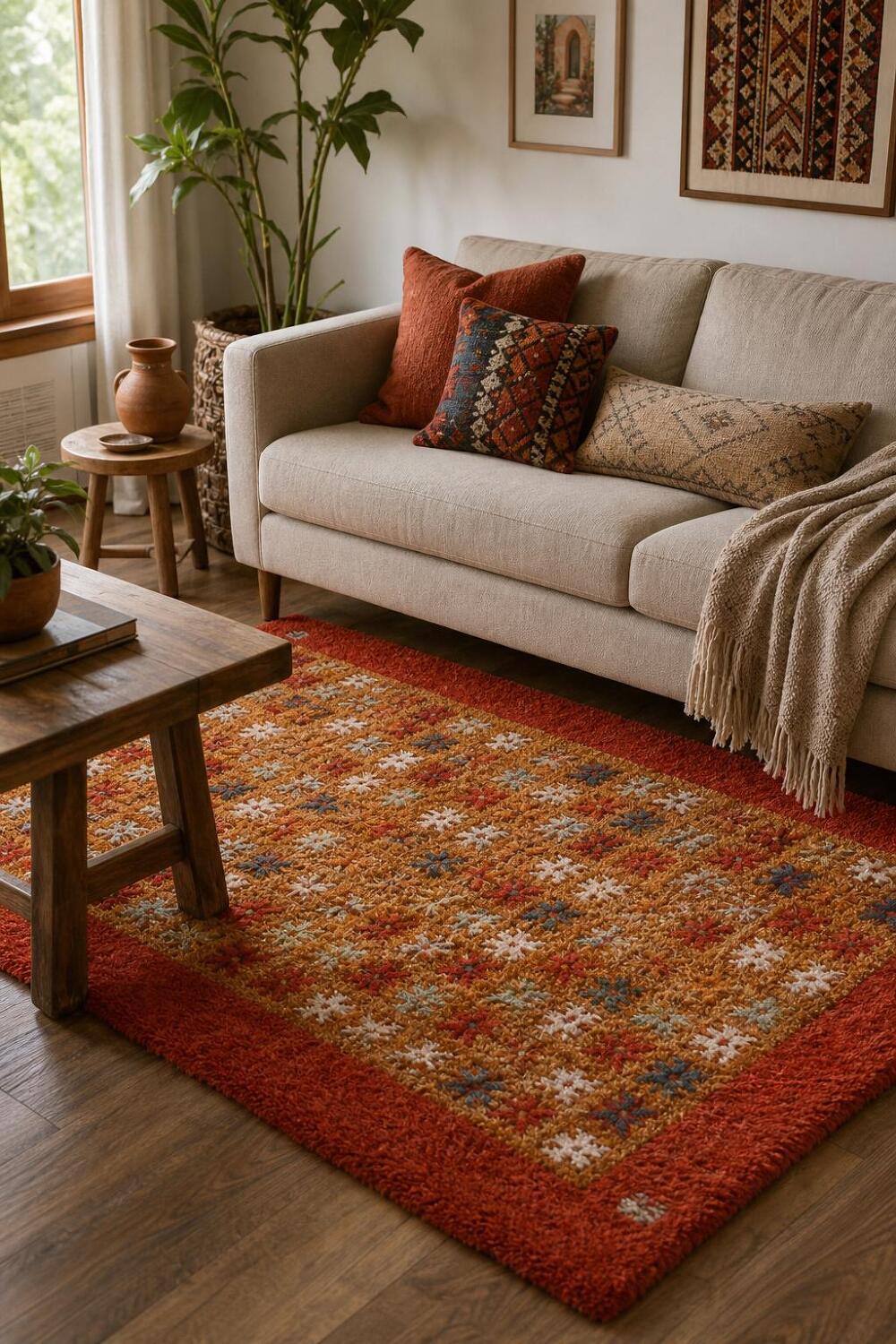 Geometric Moroccan Shaggy Oriental Rug 6x9