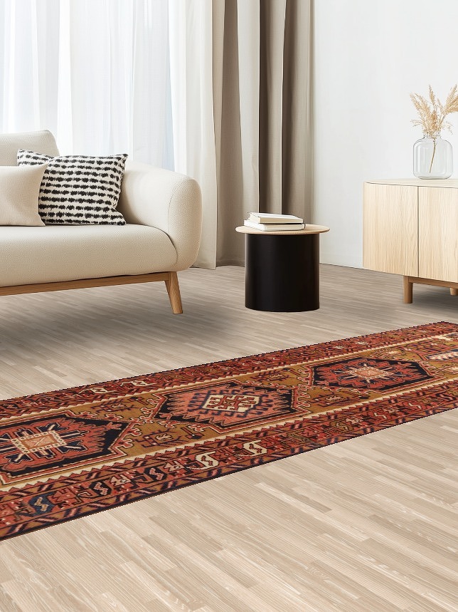 Geometric Hamedan Persian Runner Rug 3x11