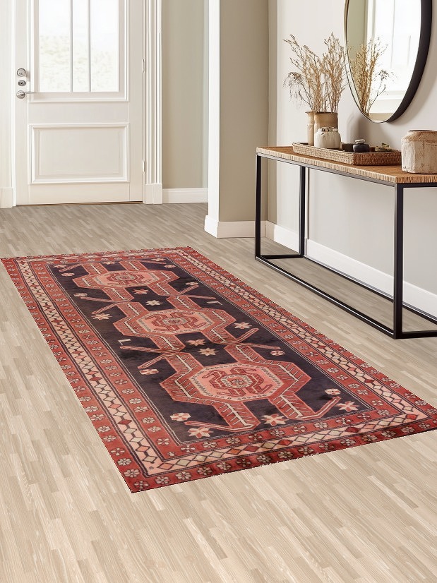 Navy Blue Meshkin Persian Runner Rug 4x9