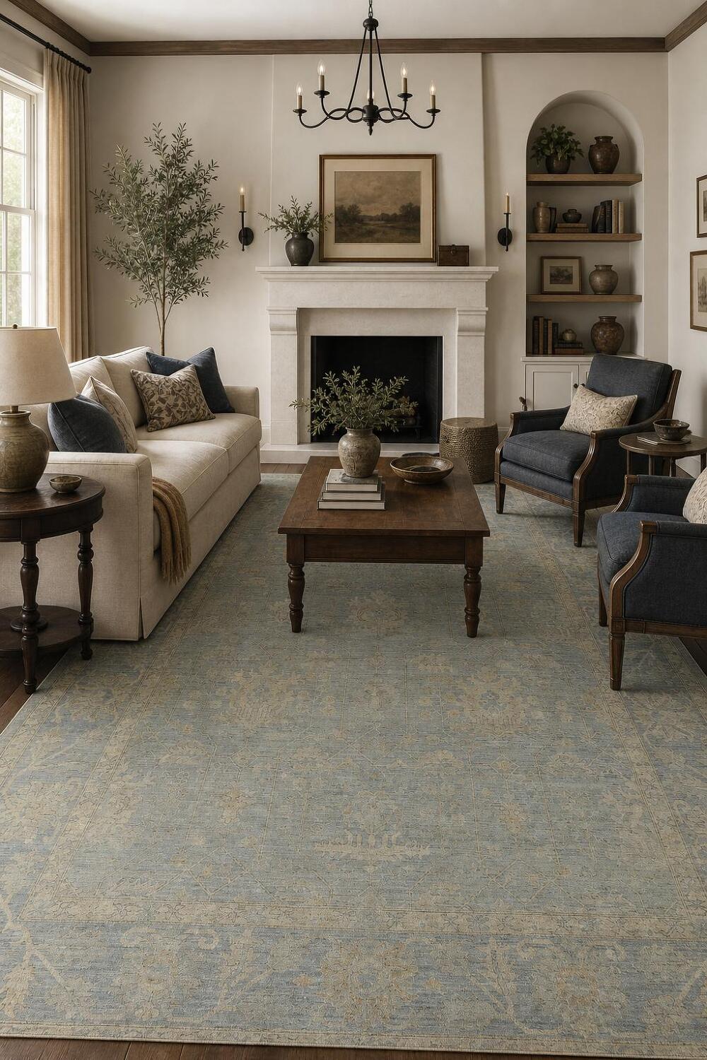 Blue Handmade Oushak Turkish Area Rug 9x12